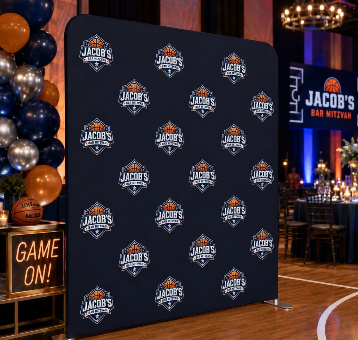 Custom corporate backdrop for photo booth events